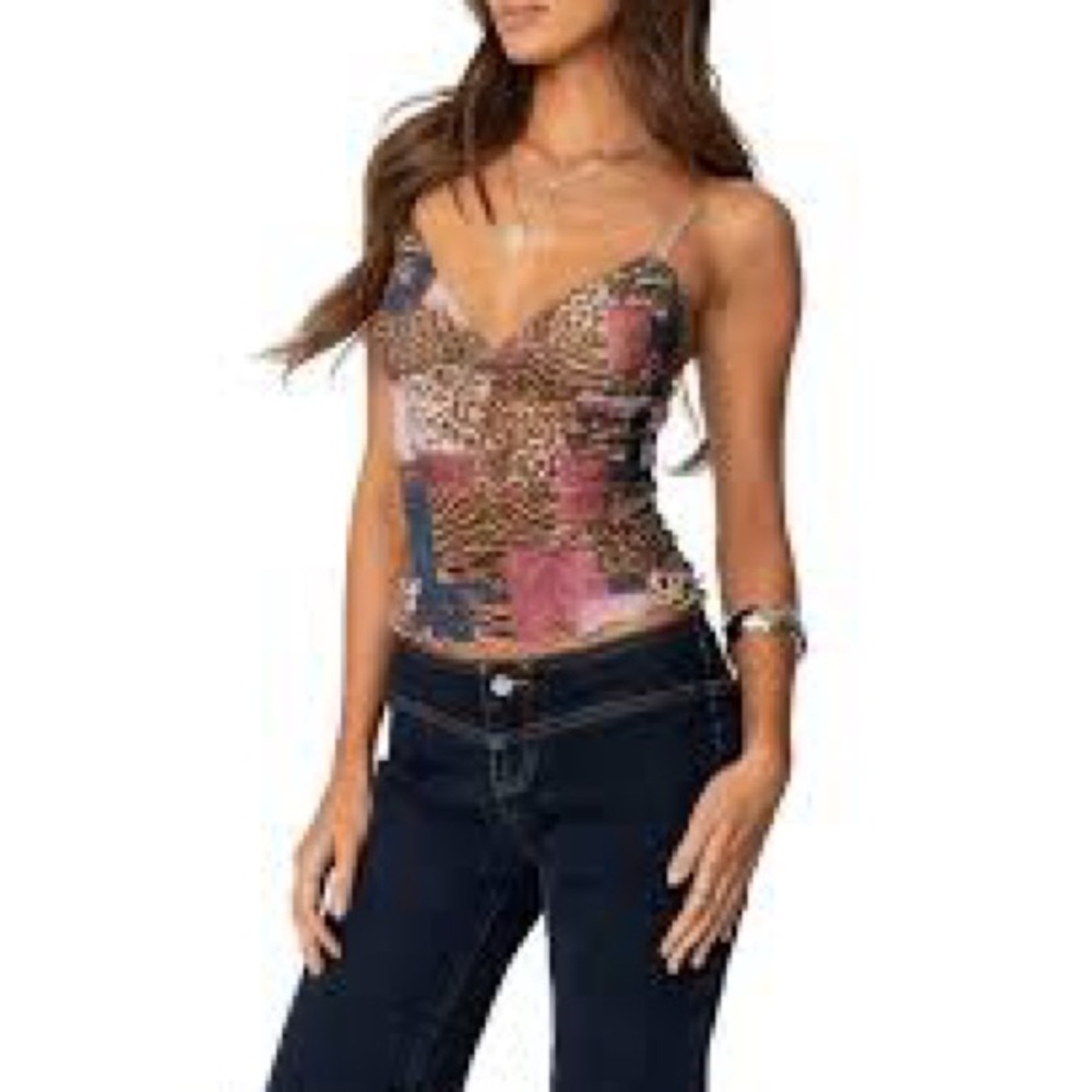 Edikted Multicolor Patchwork Cami Top - image 2